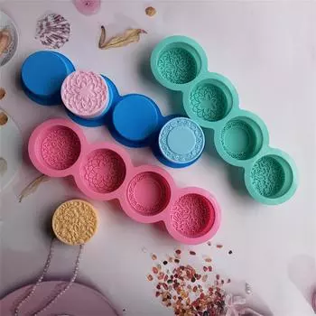 3D силиконовая форма для мыла ручной работы, 4 типа, цветочная форма для мыла, инструменты для мыла круглой формы, круглая форма для мыла Mooncake One Size синий