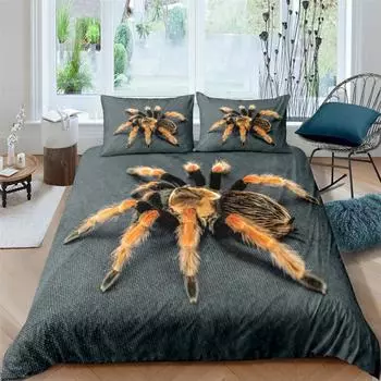 3D Spider Printed King Queen Duvet Cover Cute Scary Animal Bedding Set Natural Wildlife Comforter Cover Polyester Quilt Cover 70x133cm 2pcs