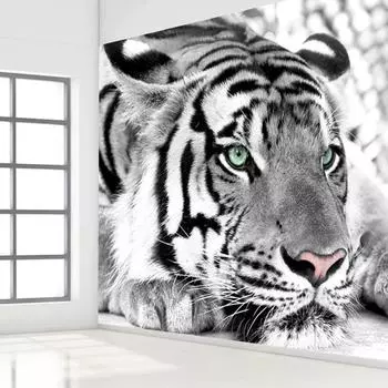 3D стерео черно-белый тигр фотообои для гостиной ТВ фон домашний декор 3D обои для комнаты 200 cm(W) x 140 cm(H)