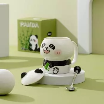 3D супер милая керамическая кружка панда маленькая чашка свежего молока креативная мультяшная чашка для воды для друзей пара детский подарок кофейные кружки посуда для напитков 420ML