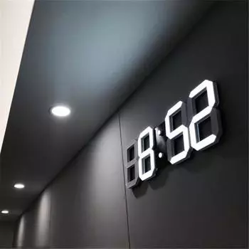 3D светодиодные цифровые часы, настенные деко, светящийся ночной режим, регулируемые электронные настольные часы, настенные часы, украшение для гостиной, светодиодные часы белый
