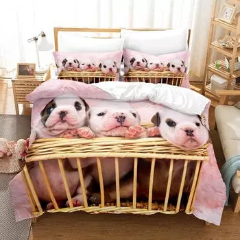3D The Bulldog Постельное белье Пододеяльник Комплект с наволочкой Твин Полный Queen King Постельное белье Постельное белье EU single(135x200cm)