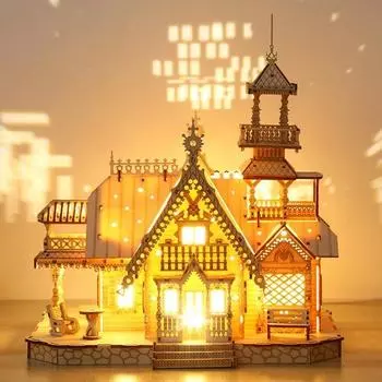 3D трехмерная головоломка блестящая вилла дерево головоломка концентрация улучшает DIY головоломка Корея 3d головоломка