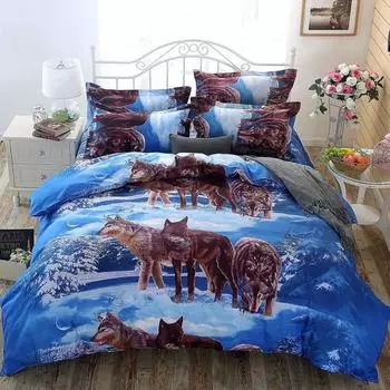 3D Волк Twin Queen King Bed Одеяло Пододеяльник Наволочка Комплект постельного белья для спальни Queen