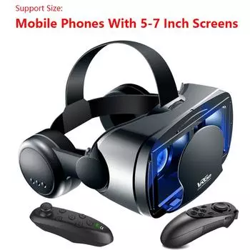 3D VR умные очки гарнитура шлем виртуальной реальности смартфон полноэкранное зрение широкоугольный объектив с контроллером гарнитура 7 дюймов stand чёрный
