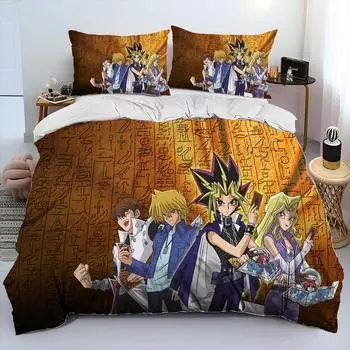 3D Yu-Gi-Oh MONSTER CARD аниме одеяло комплект постельного белья, пододеяльник комплект постельного белья пододеяльник наволочка, комплект постельного белья размера «king-size» для мальчиков EU single(135x200cm)