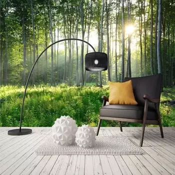 3D зеленые лесные обои Природа Пейзаж Фрески Гостиная Спальня Фон Настенные фрески Современный домашний декор 200 cm(W) x 140 cm(H)