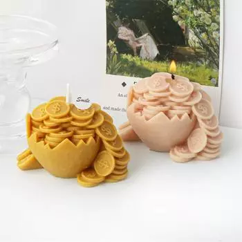 3D золотая монета яйцо разбивающаяся свеча силиконовая форма доллар США монета банкноты шар DIY ароматизированная свеча гипсовая смоляная форма торт декор