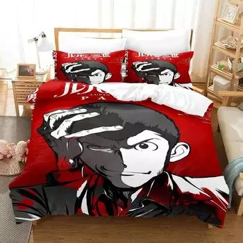 3DAnime Lupin the Third Mine Fujiko Bedding Set Duvet Cover Bed Set Quilt Cover Pillowcase Comforter king Queen Size Boys Adult EU single(135x200cm)