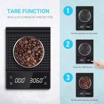 3kg/0.1g Electronic Balance High Precision Coffee Scale Digital Kitchen Weight Kitchen чёрный