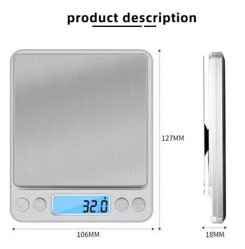 3Kg/500G 0.01g Digital Kitchen Scale Precision Scales Jewelry Weighing For Food Diet Postal Balance LCD Electronic Measuring