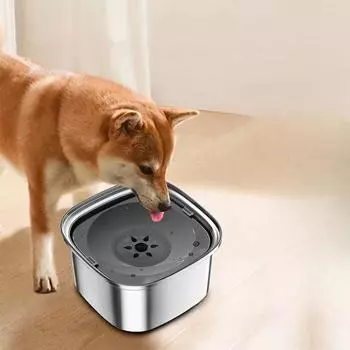 3L Dog Water Bowls Floating Drinking Bowls for Cat Stainless Steel Splash-proof Dog Bowl Feeder Buoyancy Drinking Fountain 21.5x21.5x12.4cm серый