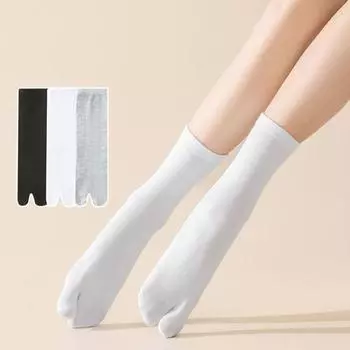 3Pairs Thin Flip Flops Socks Ankle Hosiery Tube Socks Women Simple Two Toes Socks Outdoor чёрный/белый
