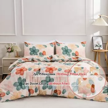3PC Flower World Duvet Set Skin friendly 100% polyester 1Quilt Cover 2Pillowcase Without Core Four Seasons Home Decor EUsingle135x200cm