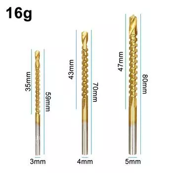 3PC Saw Drill 3/4/5mm Woodworking Drill Gold Sawtooth Drill Wooden Board Drill Pulling Slot DIY Special Hole Tool Set