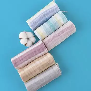 3Pcs 25x25cm Baby Face Towel 6 Layer Soft Newborn Handkerchief Multifunctional Quick-drying Children Gauze Bath Towel Couple синий