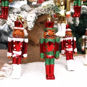 3Pcs/Box Walnut Soldier Private Christmas Tree Ornament Plastic New Year Christmas Gifts Boxes Pendant Hanging Ornament красный