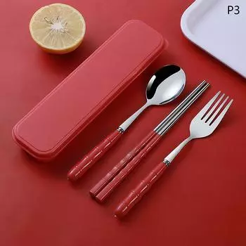 3Pcs Chopsticks Spoons Forks Sets Of Stainless Steel Portable Tableware Reusable Travel Picnic Cutlery With Box 3