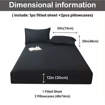 3pcs Cotton Fitted Bed Sheet Set (1 Fitted Sheet + 2 Pillowcases) Breathable Soft Mattress Cover with Pillow Cover Bedding Set 120x200cm&set