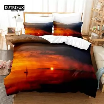 3pcs Duvet Cover Set, Setting Sun Bedding Set, Soft Comfortable Breathable Duvet Cover, For Bedroom Guest Room Decor EU single(135x200cm)