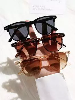 3PCS Fashion Women Sunglasses Plastic Square Frame Men Shades For Daily Life Eyewear Accessories.