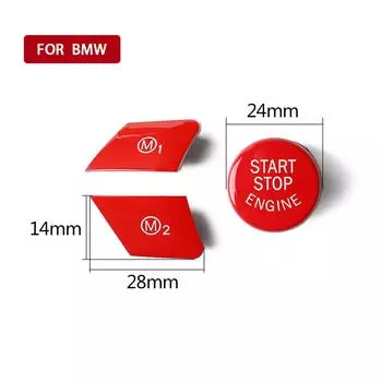 3Pcs For BMW M2 M3 M4 M5 M6 F80 F82 F83 F87 Glossy Red M1 M2 & Start Buttons Kit