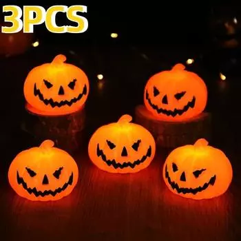 3pcs Halloween LED Pumpkin Ghost Light Haunted House Horror Props Halloween Party Home Bar Decoration Supplies Kids Favors Gift 1PC