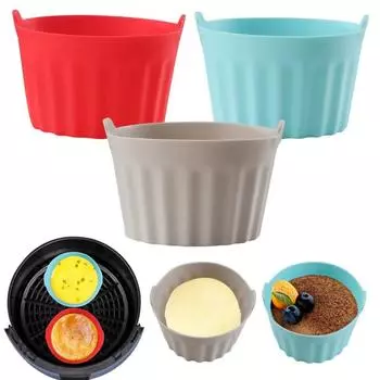 3Pcs Heat-Resistant Air Fryer Egg Mold Silicone Egg Poacher Cupcake Mould Boiled Eggs синий/красный