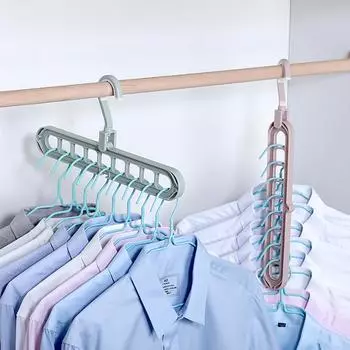 3pcs Heavy-Duty Foldable 9-Hole Plastic Hangers - Space-Saving, Closet Organization, Room, Wardrobe, Home, and Dormitory Storage розовый