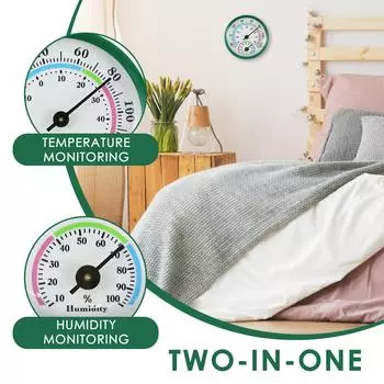 3Pcs Indoor 2 in 1 Analog Thermometer Hygrometer Aluminum Temperature Humidity Monitor Gauge Lightweight for Office Kitchen белый