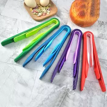 3pcs Plastics Food Tong Kitchen Tongs Non-slip Cooking Clip Clamp BBQ Salad Tools Grill Kitchen Accessories красный