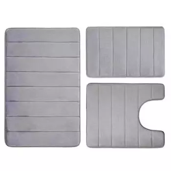 3pcs/Set Absorbent Bath Mat Set Soft Bathroom Rugs Set Thick Bathroom Rug Floor