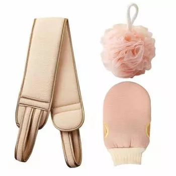 3pcs/set Body Scrubber Set Back Scrubber Bath Glove Shower Brush Exfoliating Scrub Sponge Loofah Dead Skin Removal Bathing Tools