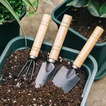 3Pcs/Set Small Plants Garden Tools For Garden Plants Flower Pot Cactus Vegetables Digging Weeding Indoor Mini Garden Tool Set 18cm
