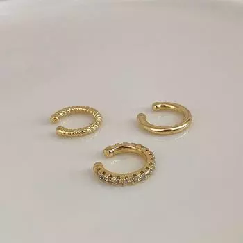 3Pcs Simple Round Wrap Earrings Cartilage Ear Clip No Pierce Cartilage Earrings Ear Cuff серебряный