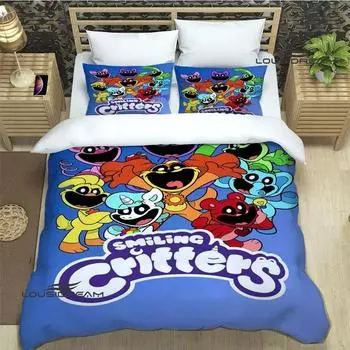3PCS Single-sided S-smiling Cartoon Printed Comfortable Bedspreads Comforter Duvet King Queen Bedding Set Birthday Gift 70x133cm 2pcs