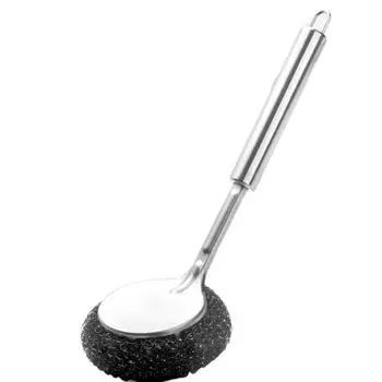 3PCS Stainless Steel Pot Brush Long Handle Oil Remover Scrubber Wire Ball Brush Restaurant 3PCS
