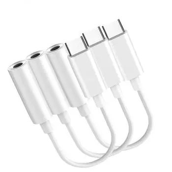 3PCS USB 3.1 Type C to 3.5mm Stereo Audio Headphone Jack Adapter Cable белый