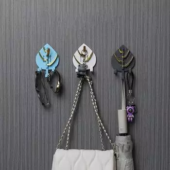 3pcs Waterproof Door Hooks Self Adhesive Phone Holder Multi-functional Clothes Hanger Coat Style 1