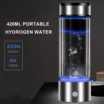 400-450 мл, 2 шт., чашка для воды, прозрачная USB-аккумуляторная машина для быстрого электролиза, богатая водородом, бутылка для воды, ионизатор воды, водород серебряный
