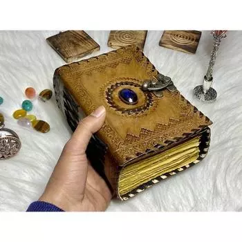 400 страниц старинного кожаного журнала из кельтского камня, пустая книга заклинаний теней 7 x 5 in коричневый