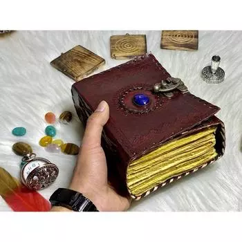 400 страниц старинного кожаного журнала из кельтского камня, пустая книга заклинаний теней 7 x 5 in коричневый