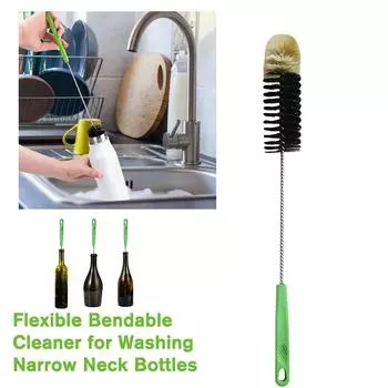 40cm Long Handle Water Bottle Brush Flexible Bendable Cleaner For Washing Narrow Neck Bottles Wine Decanter Kombucha Pipes Y6E3