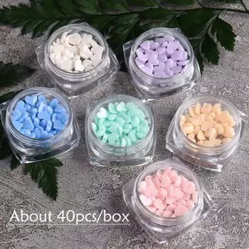 40Pcs/Box Nail Heart Ornament Flat Back 3D Effect Mini White Pink Heart Nail Art Decorations Charms розовый