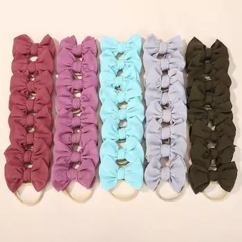 40PCS/set Solid Bow Baby Headband for Kids Girls Random Newborn Turban Elastic Hair Bands Nylon Fashion Hair Accessories