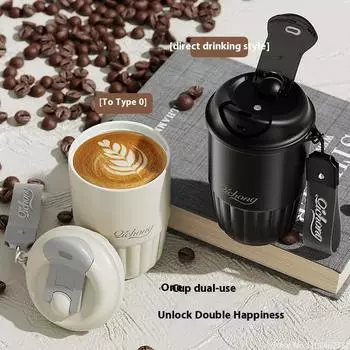 410ML Ceramic Liner Thermos Coffee Cup Travel Coffee Mug Vacuum Insulated Thermos For Coffee Thermal Cup Tumbler Christmas Gift 410ML белый
