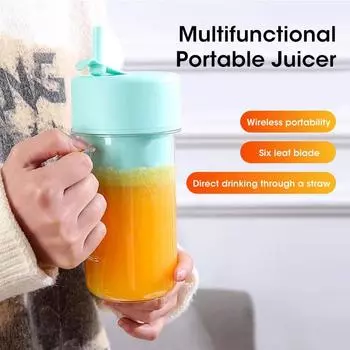 420ML Portable Blender Bottle Electric 5 Blades Multifunction Juice Blender Juice Smoothie Blender USB Charg For Home and School синий