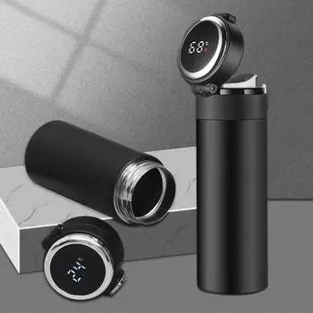 420ml Smart Thermos Temperature Display Bounce Vacuum Flask Thermal Mug Coffee Tea Thermo Bottle Christmas Gift Water Bottle 320ml розовый