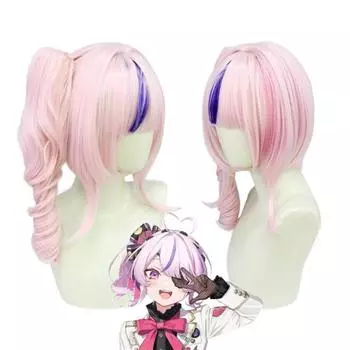 42 СМ Vtuber Мария Марионетка Косплей Парик Вьющиеся Хвост Розовые Фиолетовые Волосы NIJISANJI EN 6th ILUNA Virtual Idol Головной Убор Ютубера 42CM розовый