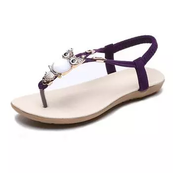 42 women s shoes 2025 summer new bohemian rhinestone beaded herringbone flat sandals toe beach women s sandals 35 чёрный